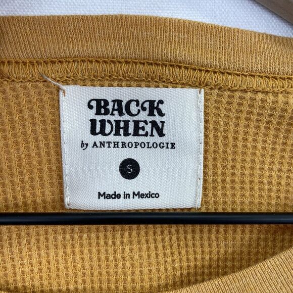 Back When‎ Anthropologie Shirt Womens Small Yellow Thermal Waffle Knit Boho - Picture 9 of 12